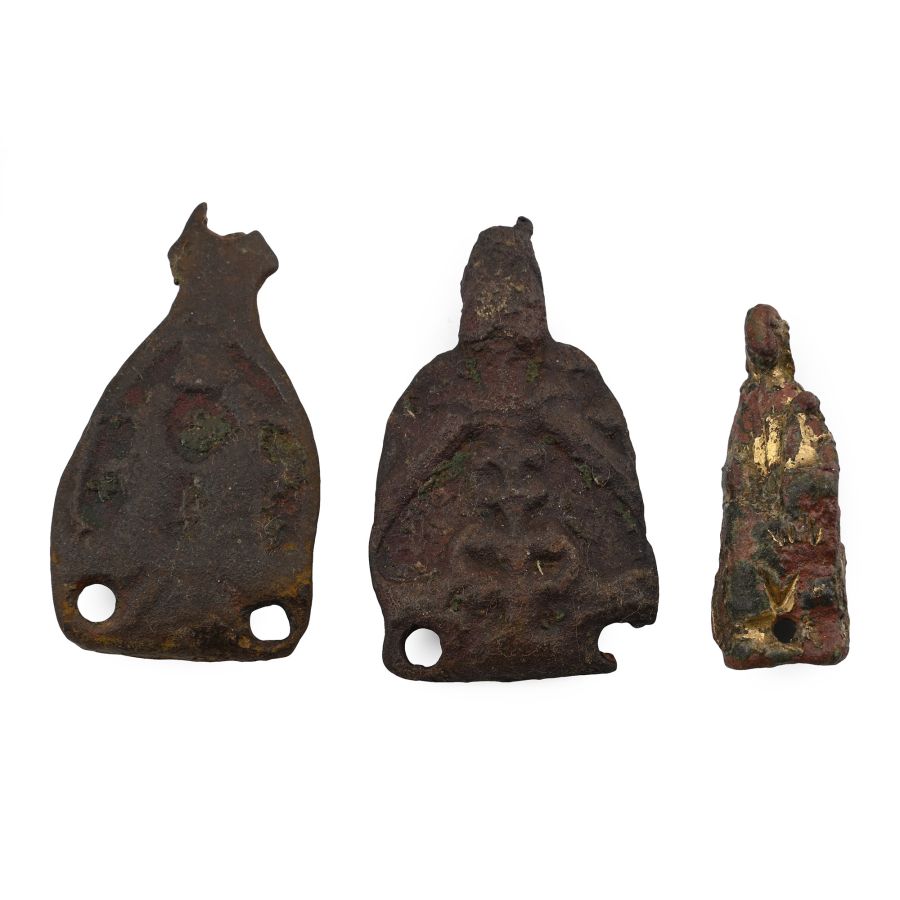 Anglo-Scandinavian Viking Bronze Stirrup Apex Mount and Terminal Group