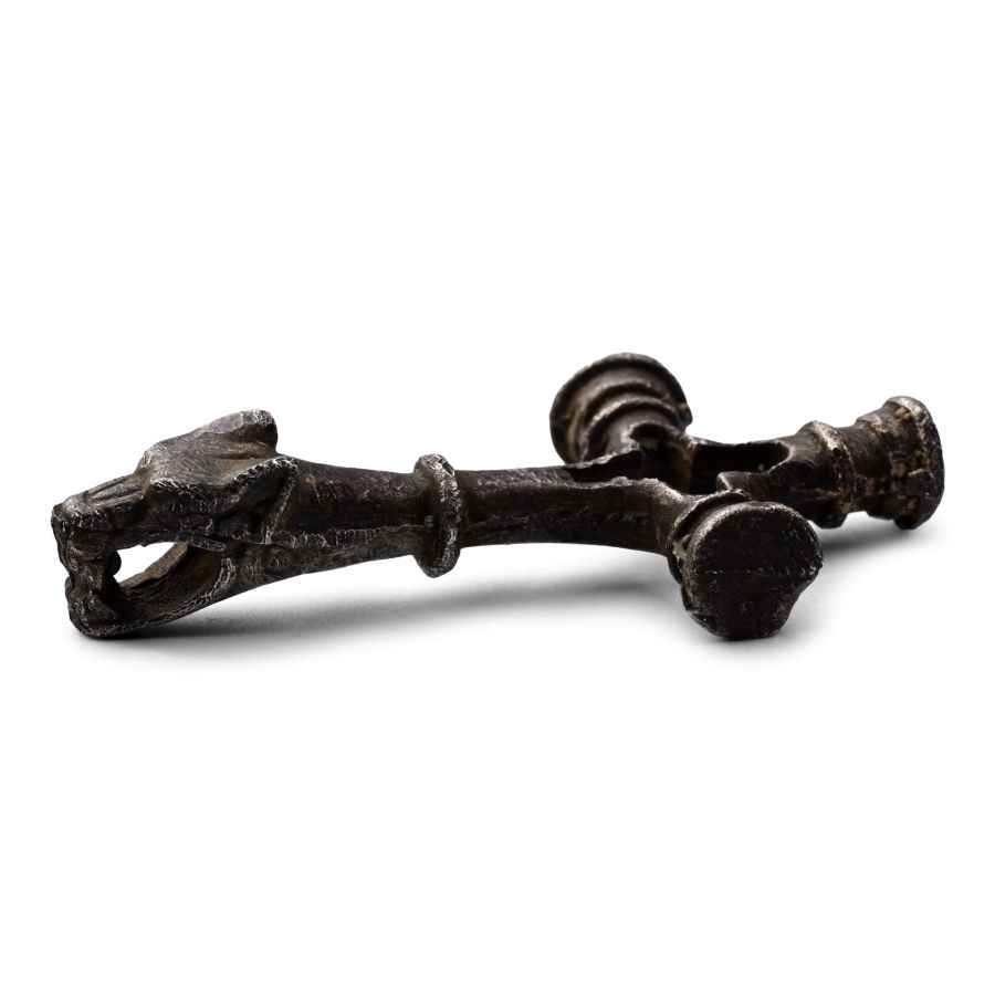 Viking Age Silver Cross Pendant with Head of a Beast