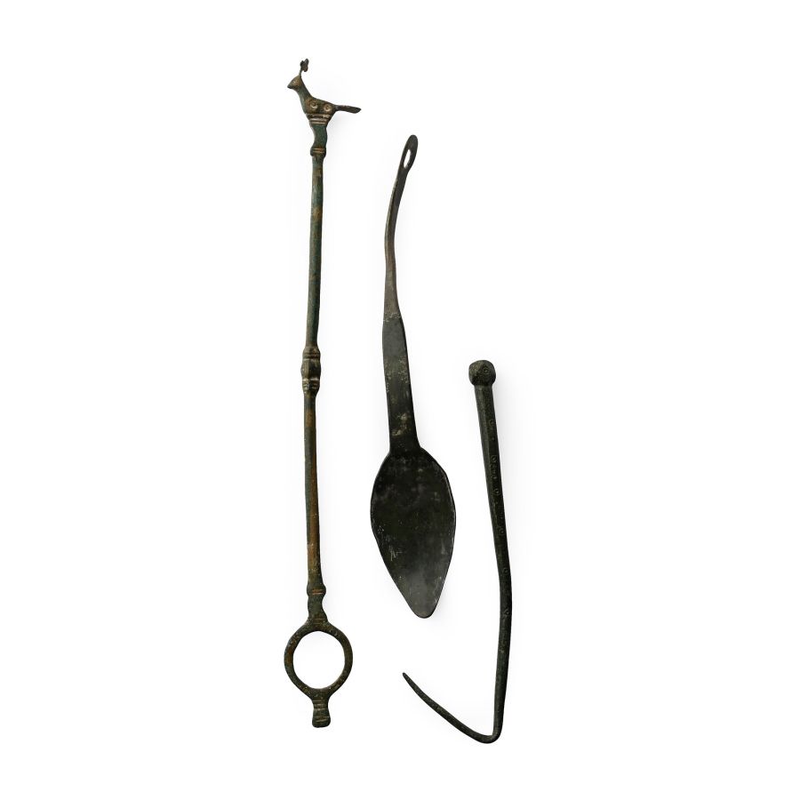 Roman Bronze Spoon, Pin and Distaff
