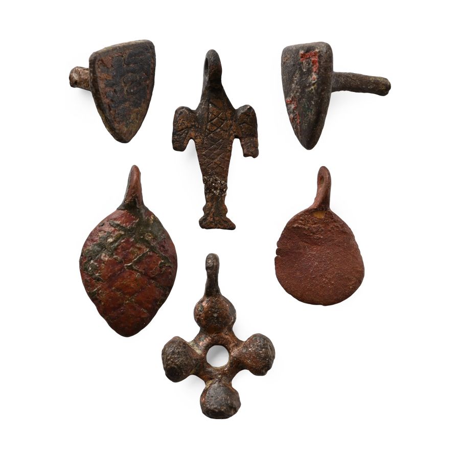 Medieval Knight's Bronze Heraldic Horse Harness Pendant Group