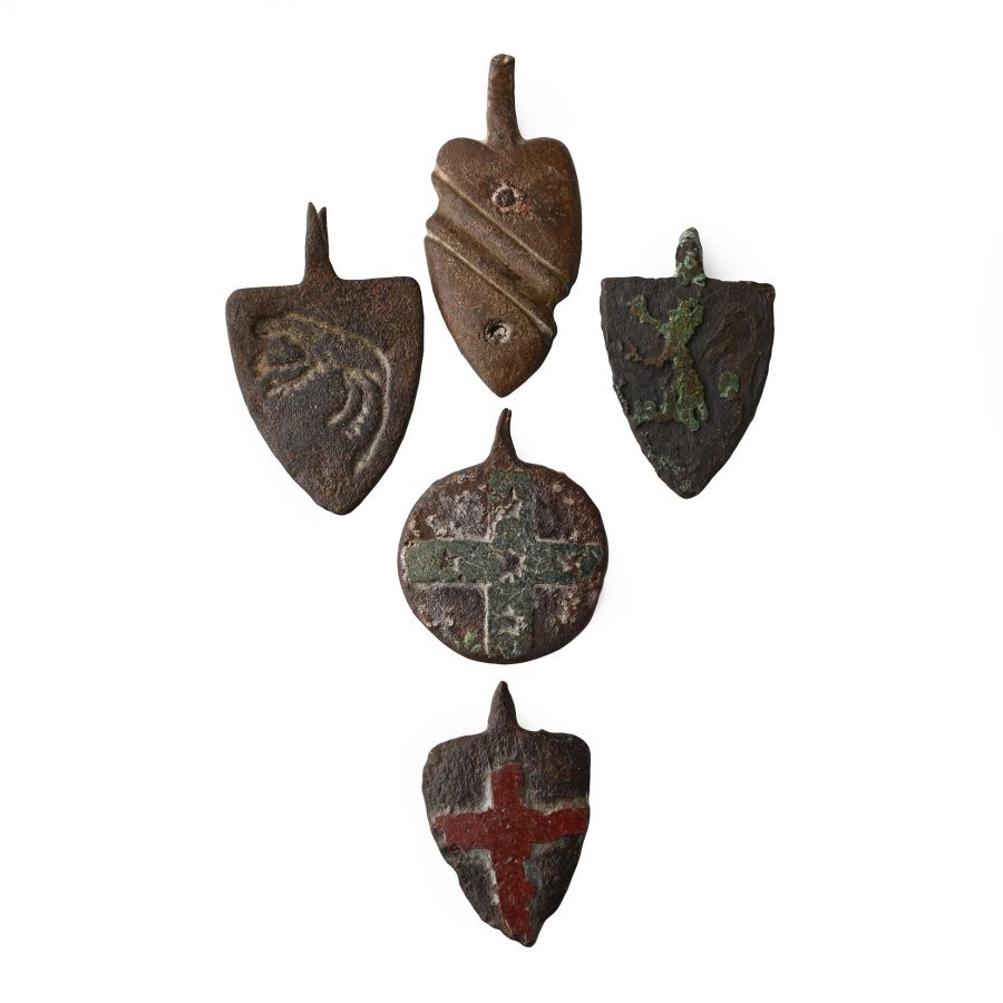 Medieval Knight's Bronze Heraldic Horse Harness Pendant Group