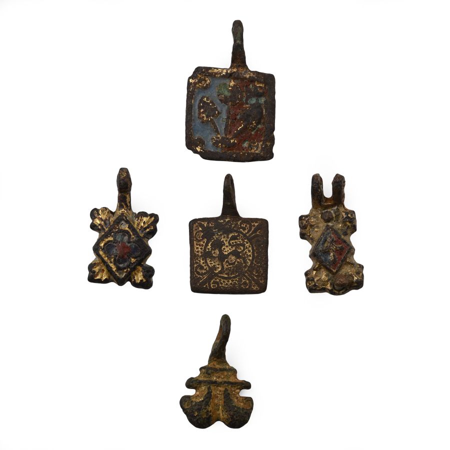 Medieval Knight's Bronze Heraldic Horse Harness Pendant Group