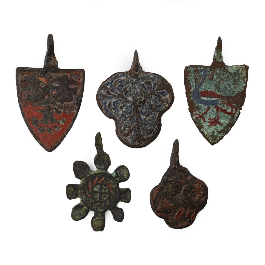 Medieval Knight's Bronze Heraldic Horse Harness Pendant Group
