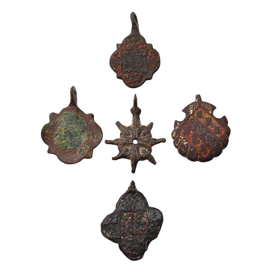 Medieval Knight's Bronze Heraldic Horse Harness Pendant Group