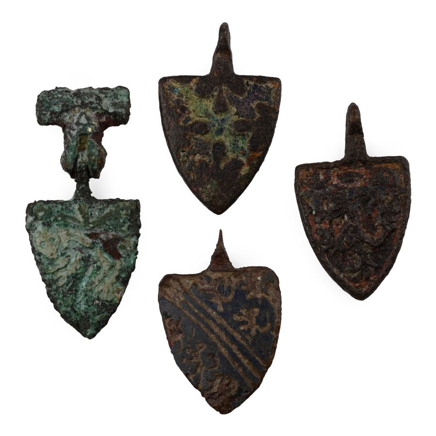 Medieval Knight's Bronze Heraldic Horse Harness Pendant Group