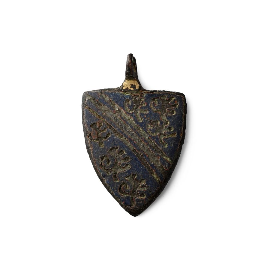 Medieval Knight's Enamelled 'De Bohun Family' Bronze Heraldic Horse Harness Pendant