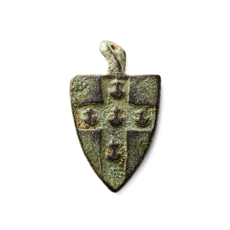 Medieval Knight's Enamelled 'Bigot Family' Bronze Heraldic Horse Harness Pendant