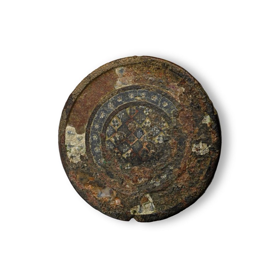 Roman Bronze Plate Mount with Millefiori