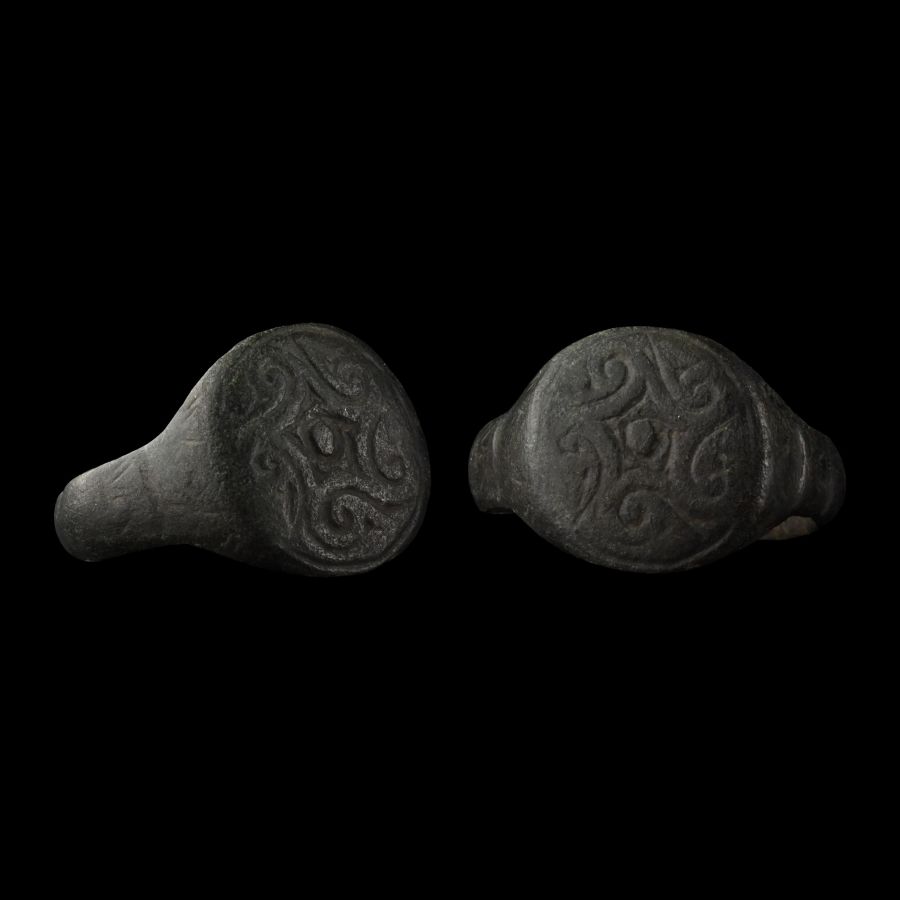 Saxon Period Bronze Ring with Running Scrolls