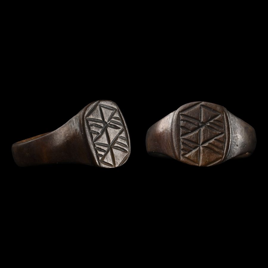 Medieval Bronze Ring with Triangles