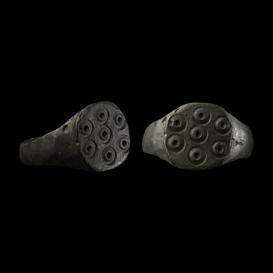 Medieval Bronze Ring with Ring-and-Dot Motifs