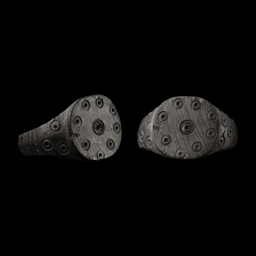 Medieval Bronze Ring with Ring-and-Dot Motifs