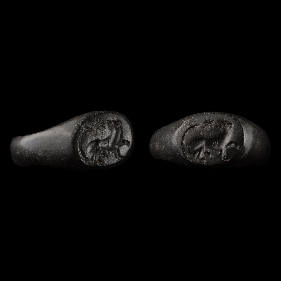 Greek Bronze Ring with Panther