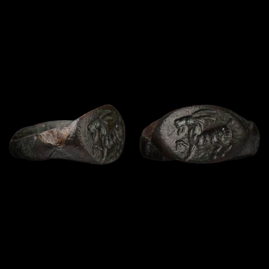 Eastern Greek Bronze Ring with Ibex