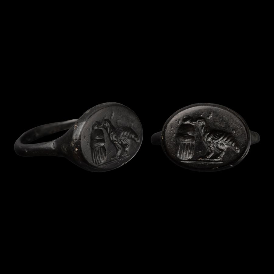 Greek Bronze Ring with Bird