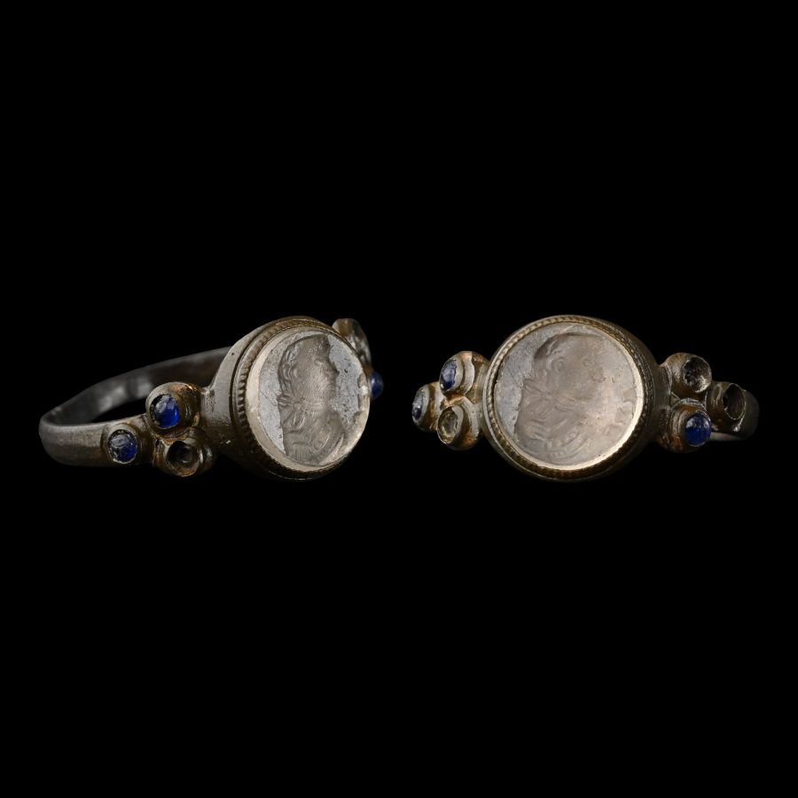 Georgian Bronze Ring with Portrait Gemstone