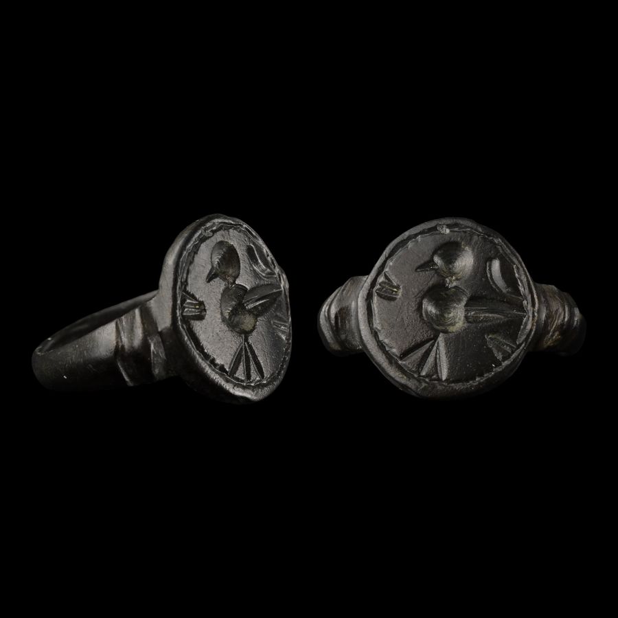 Byzantine Bronze Ring with Bird