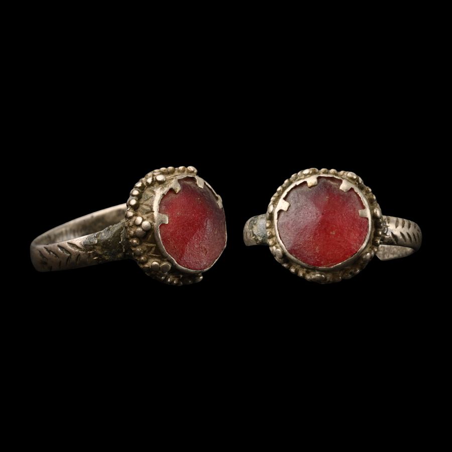 Post Medieval Silver Ring with Cabochon