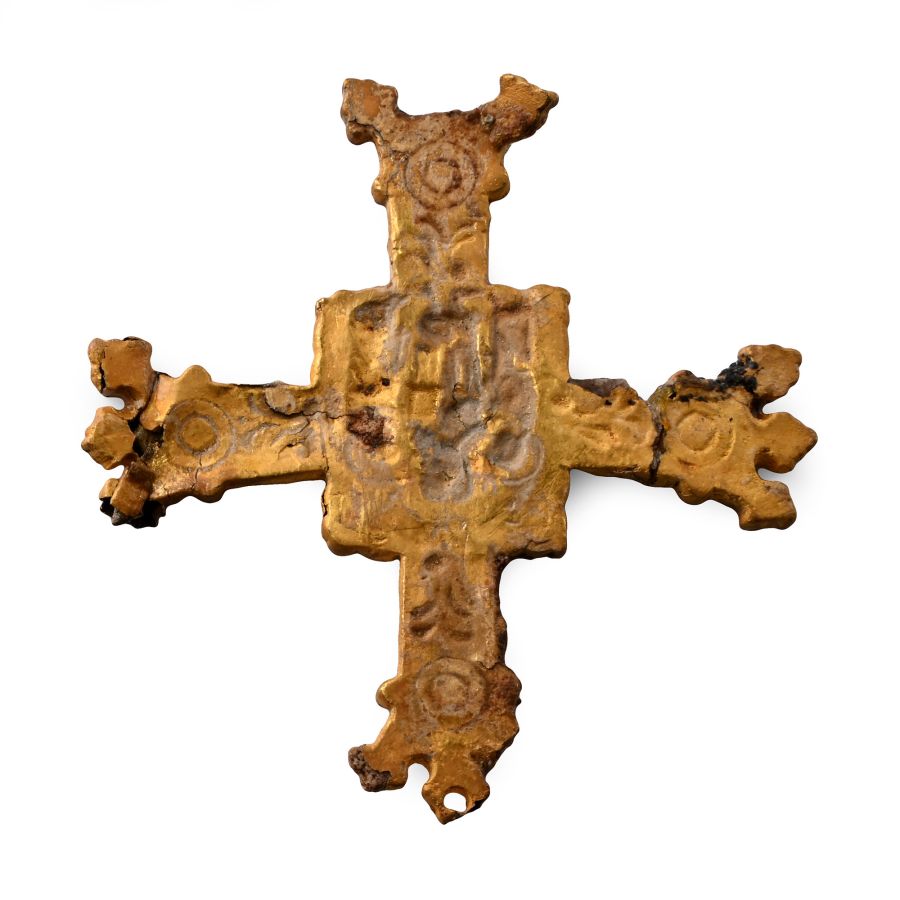 Medieval Gilt Wood Cross