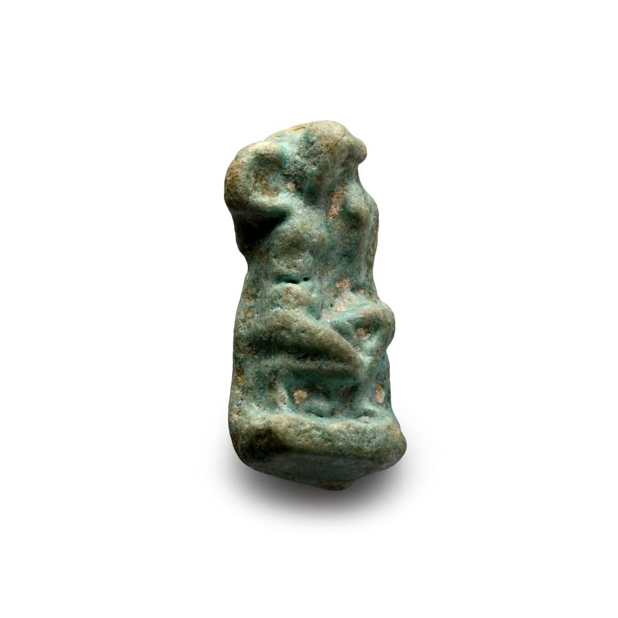 Egyptian Faience Crouching Goddess Amulet