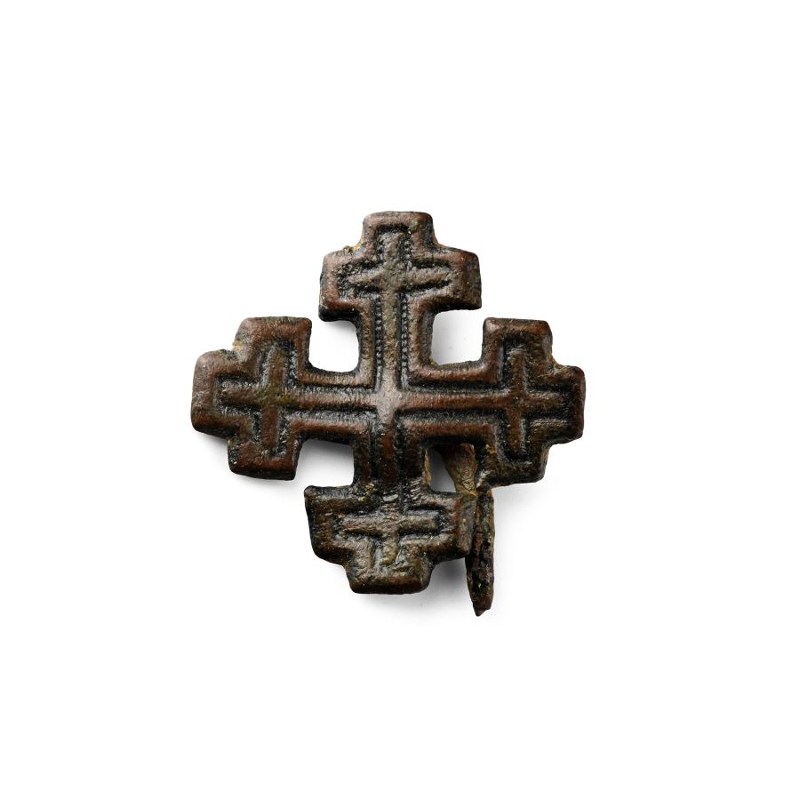 Medieval Bronze Knight's Holy Sepulchre Badge with Pin