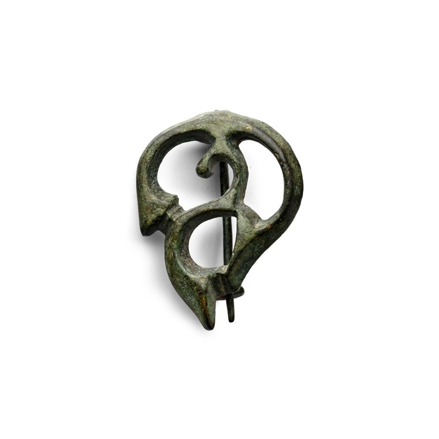 Roman Bronze Trumpet Whorl Brooch