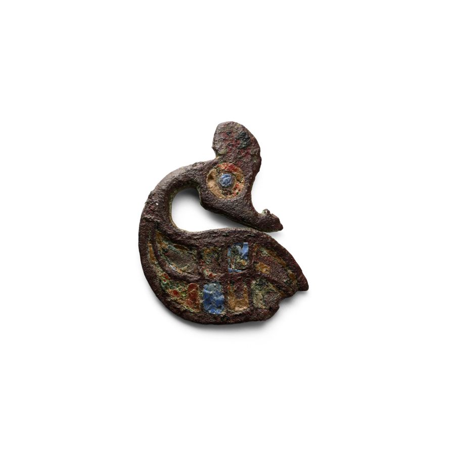 Celtic Enamelled Bronze Dragonesque Brooch
