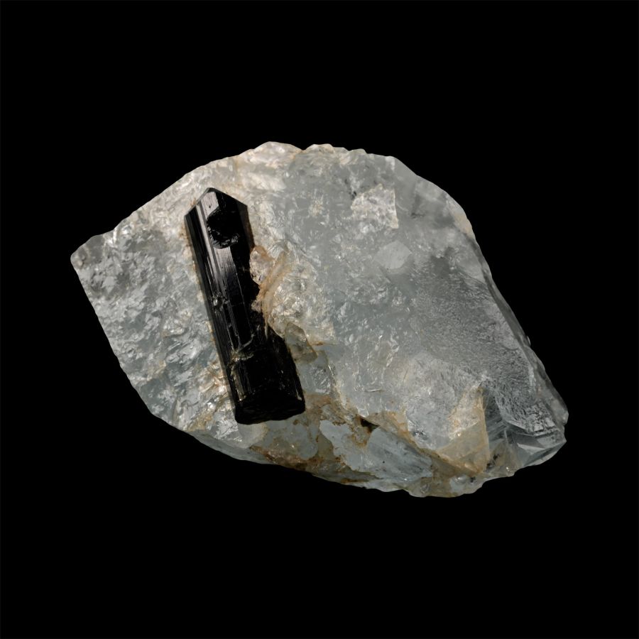 Tourmaline Crystal on Aquamarine Mineral Display Specimen