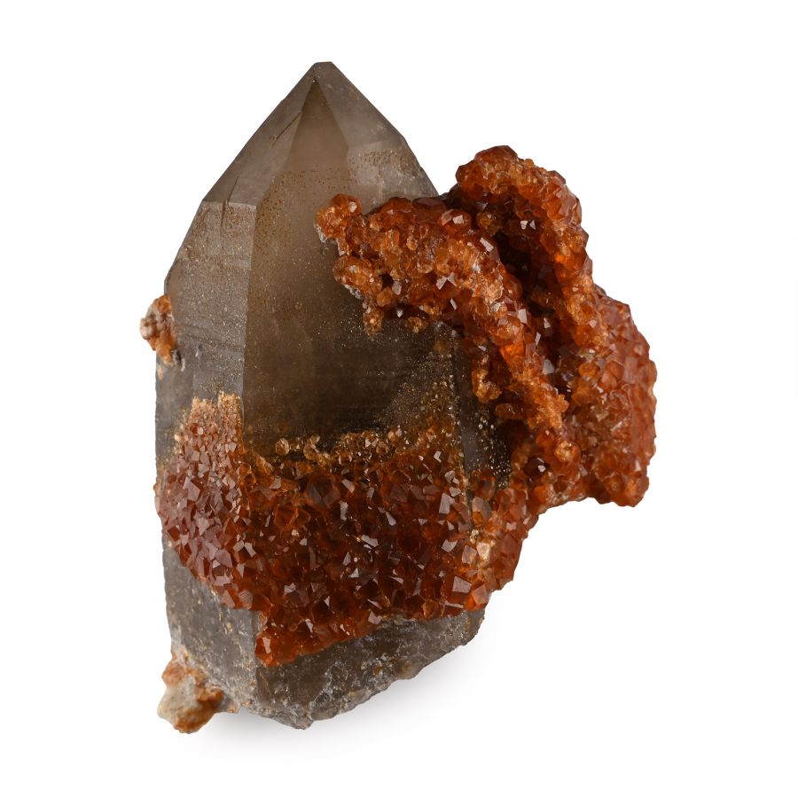 Spessartine Garnet with Smoky Quartz Mineral Display Specimen