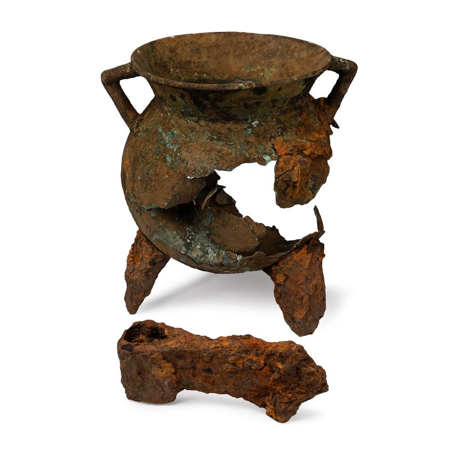 Ritually Sacrificed British Medieval Bronze Cauldron with the 'Murder' Weapon