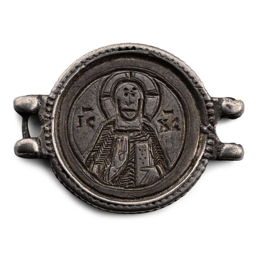 Byzantine Silver Medallion with Christ and the Virgin Mary