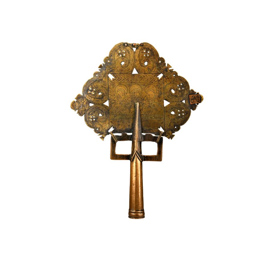Medieval Brass Cross with The Trinity and Archangels