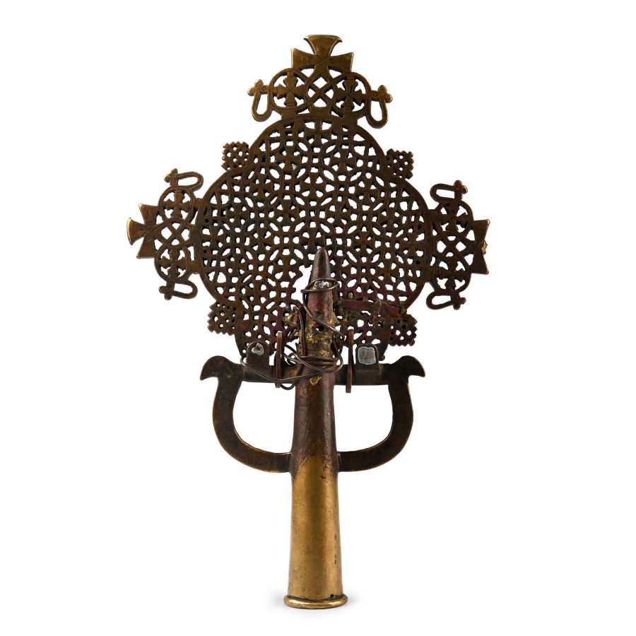Medieval Brass Cross with Elaborate Interlace Pattern
