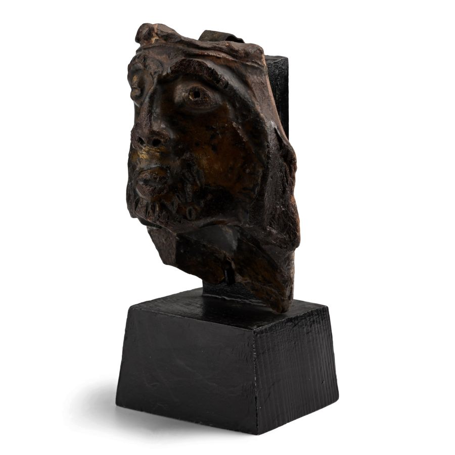 Medieval Head of a King From a Ridge Tile Terminus
