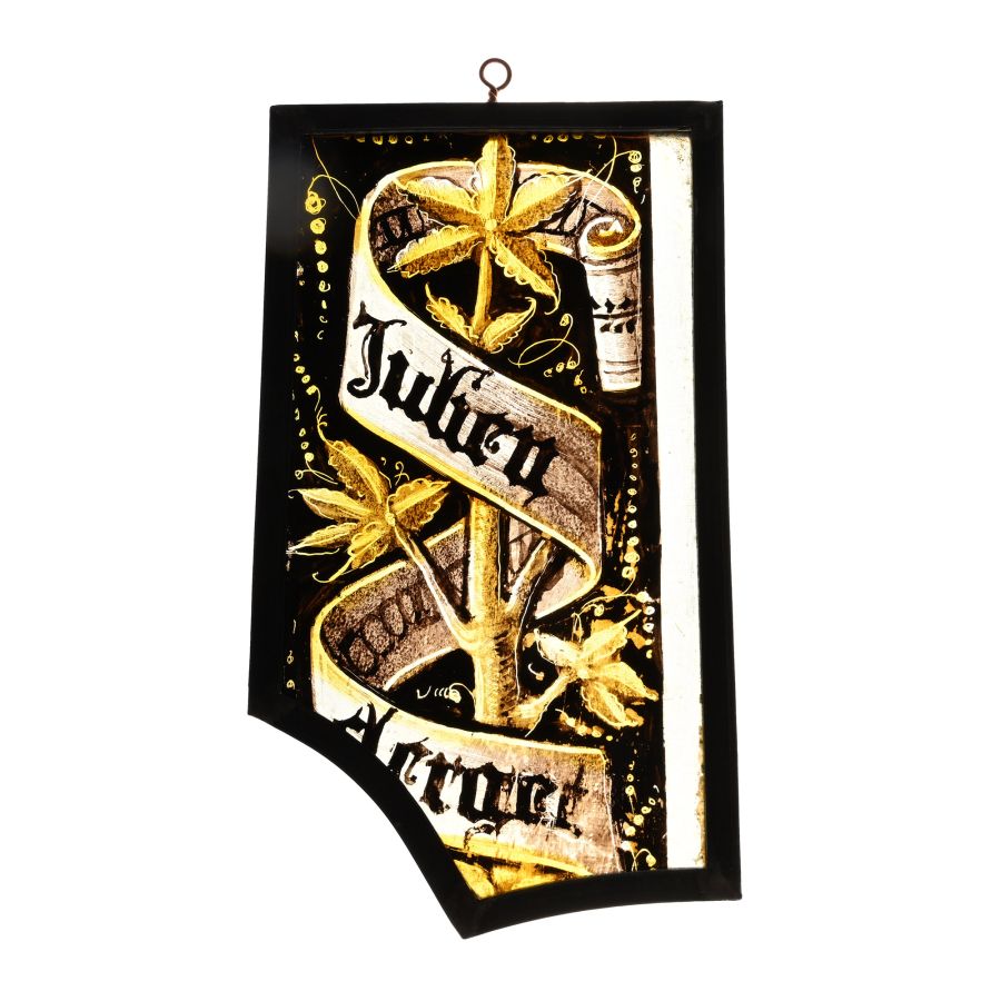 Medieval Stained Glass Panel with the Name of a Donor