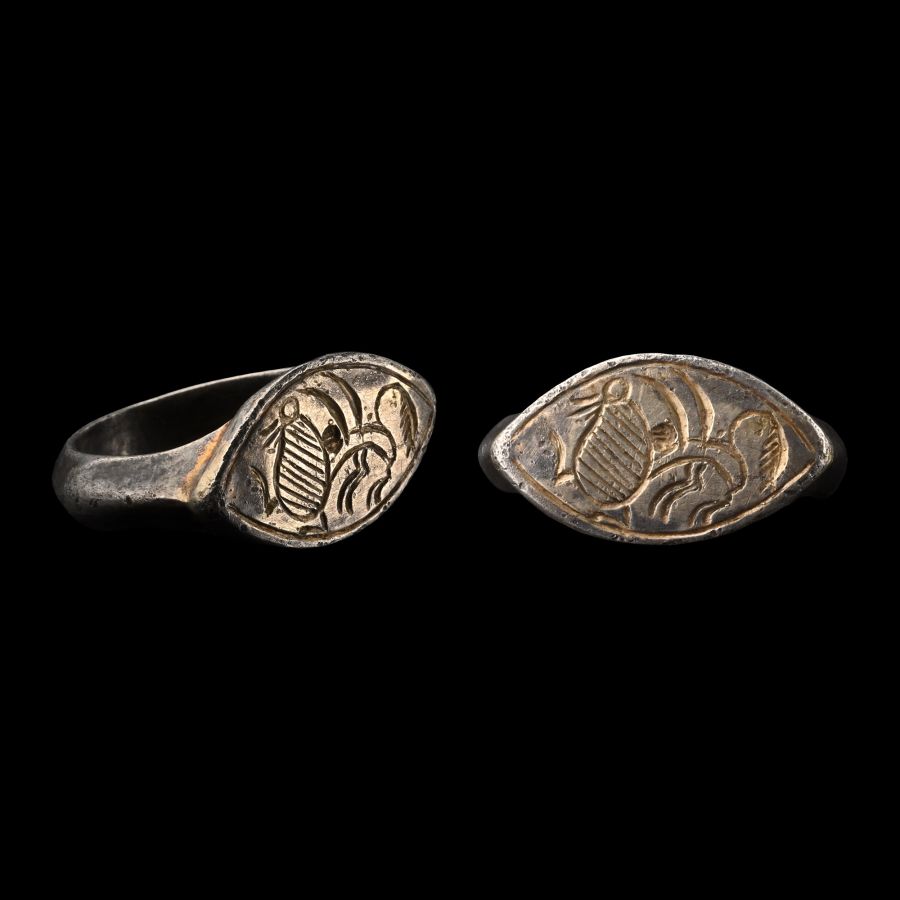 Medieval Silver-Gilt Ring with Stylised Beast