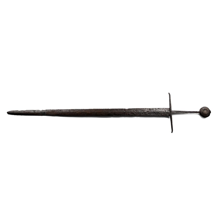 Massive Medieval Iron Hand-and-a-Half Knight's Sword with Lamb of God Pommel