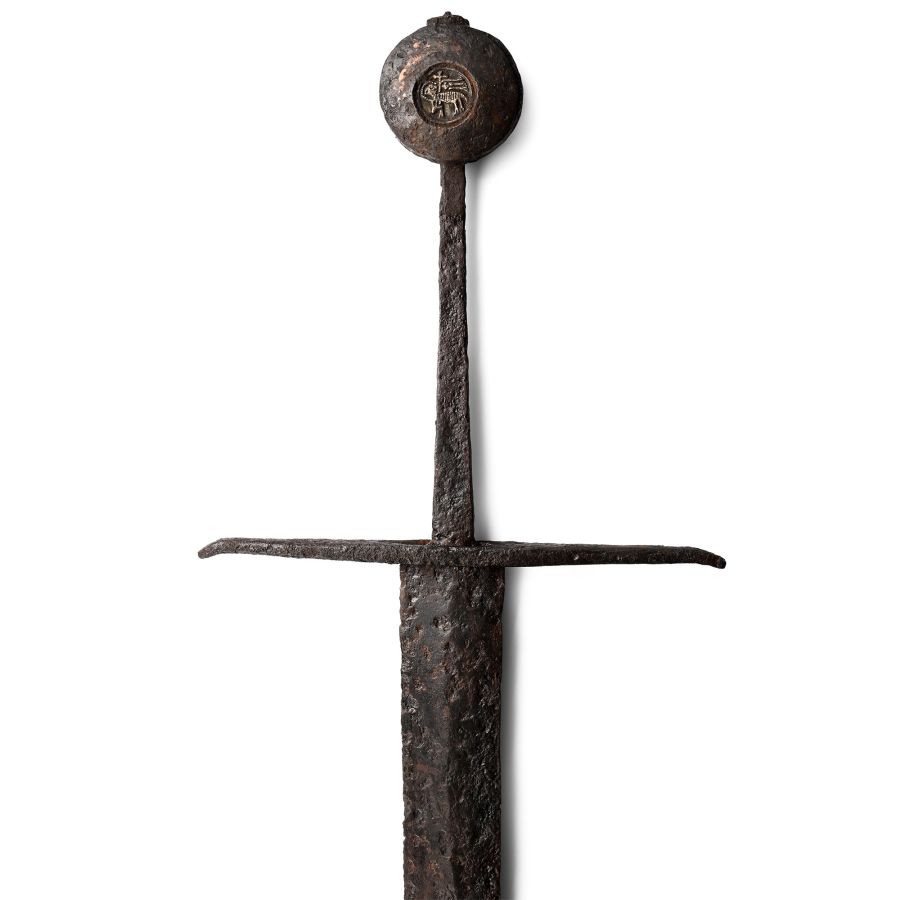 Massive Medieval Iron Hand-and-a-Half Knight's Sword with Lamb of God Pommel
