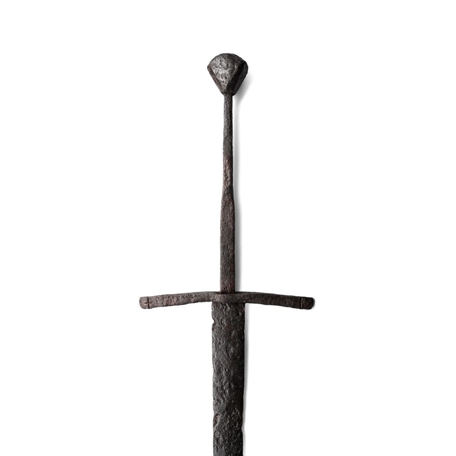 Massive Medieval Iron Two-Handed Knight's Sword with Crosses on Guard