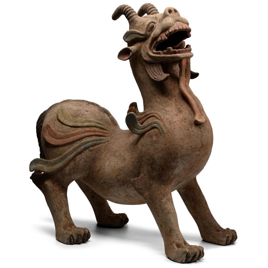 Chinese Tang Terracotta Guardian Dragon Pair