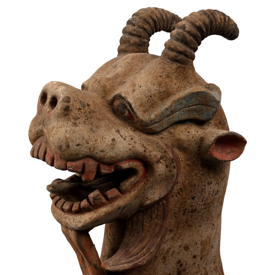 Chinese Tang Terracotta Guardian Dragon Pair