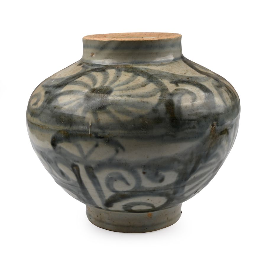Chinese Yuan Blue and White Peony Jar