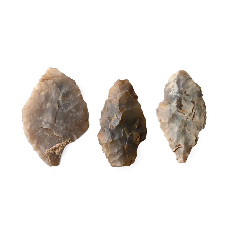 Stone Age Flint Arrowhead Group