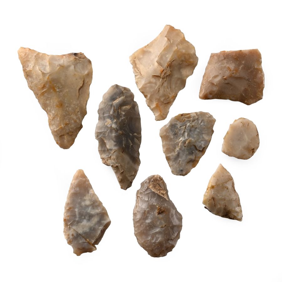Stone Age Flint Partial Arrowhead Group