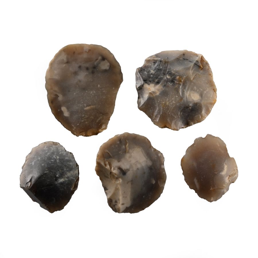 Stone Age Flint Round Steep-Sided Scraper Group