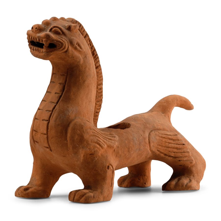 Chinese Han Style Terracotta Mythical Beast Candle Holder
