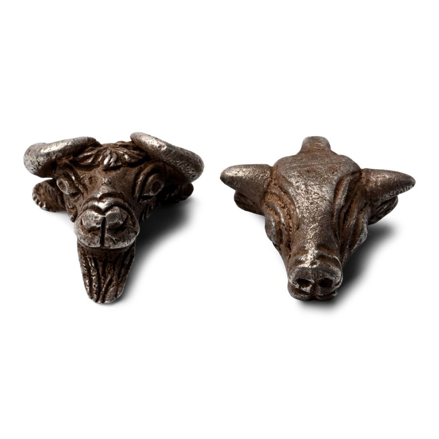 Proto-Elamite Silver Bovine Head Mounts