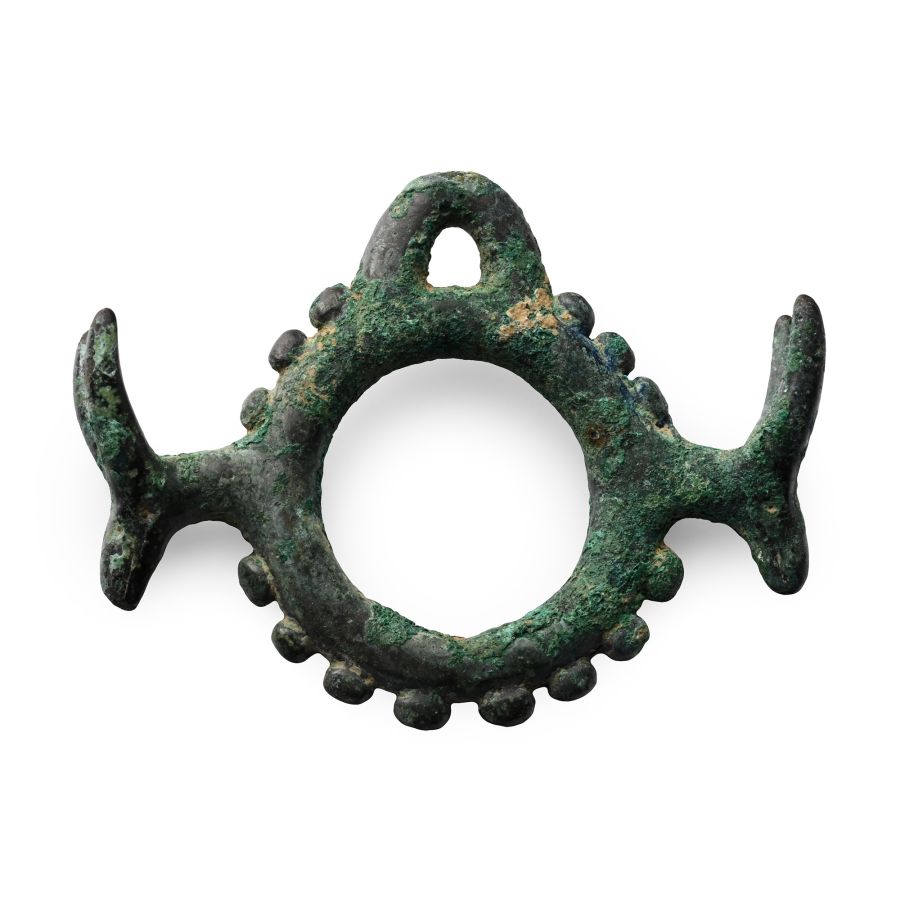 Luristan Bronze Pendant with Animal Heads