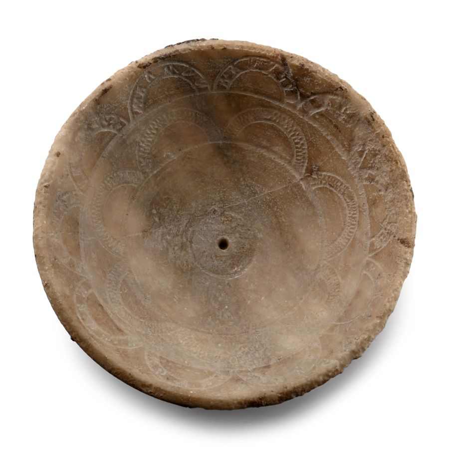 South Arabian Alabaster Bowl with Decorations