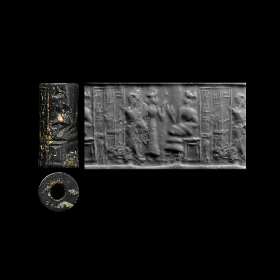 Neo Sumerian Stone Cylinder Seal for a Royal Soldier, Son of Bagi